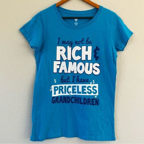 Priceless Grandkids Grandma Blue Graphic Tee T-Shirt M - Picture 1 of 3